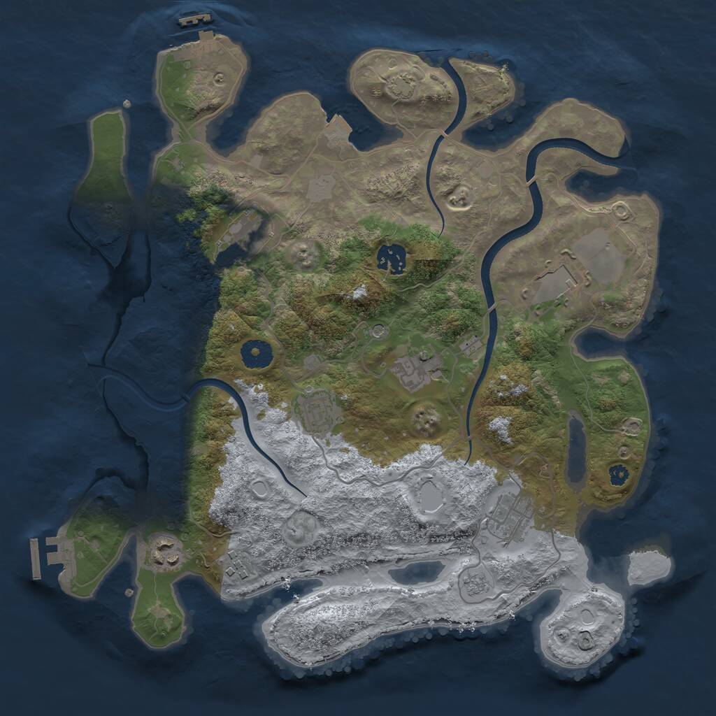Rust Map: Procedural Map, Size: 3500, Seed: 1623472120, 14 Monuments