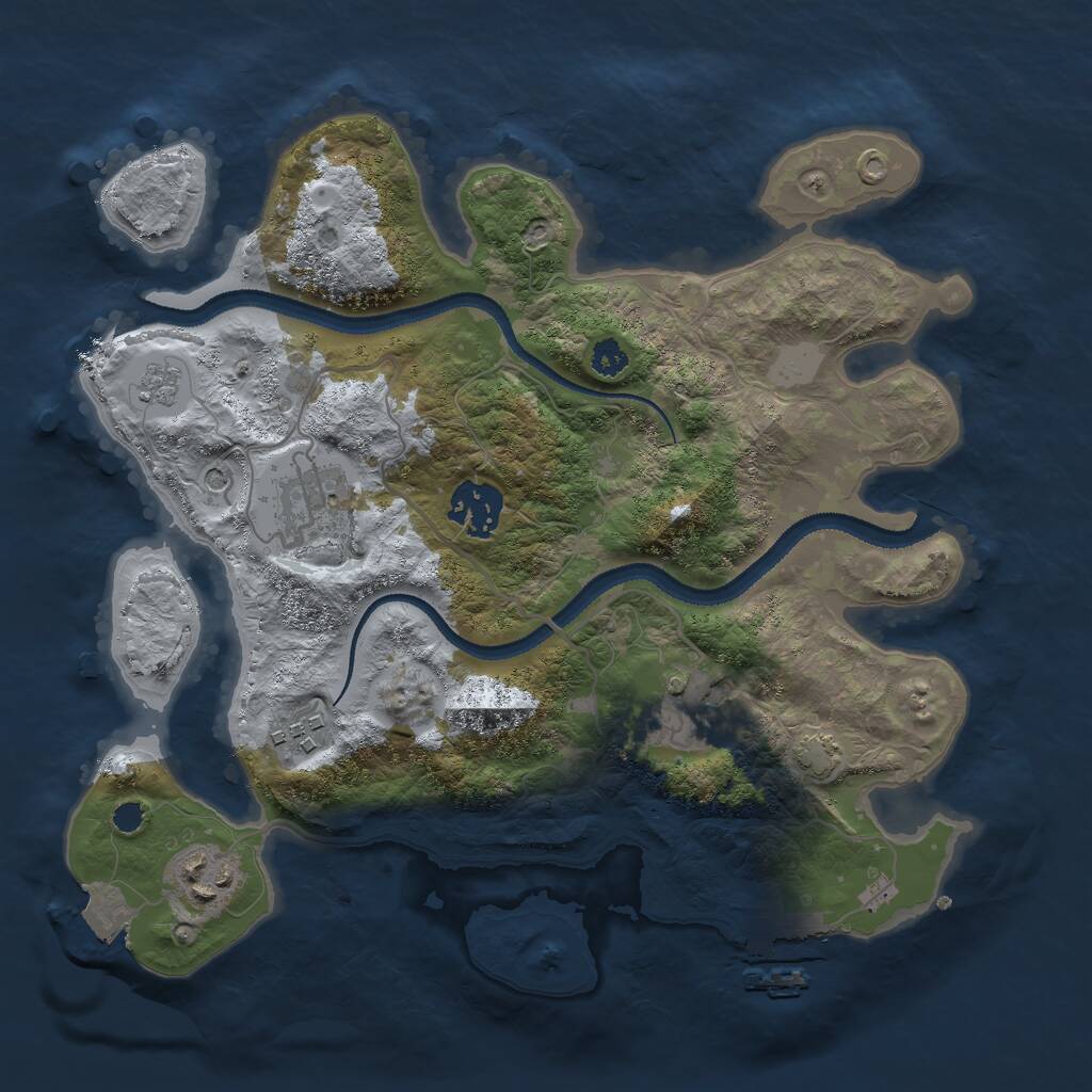 Rust Map: Procedural Map, Size: 3000, Seed: 371970, 10 Monuments