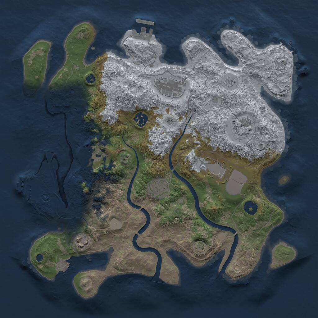 Rust Map: Procedural Map, Size: 3500, Seed: 1677159473, 14 Monuments