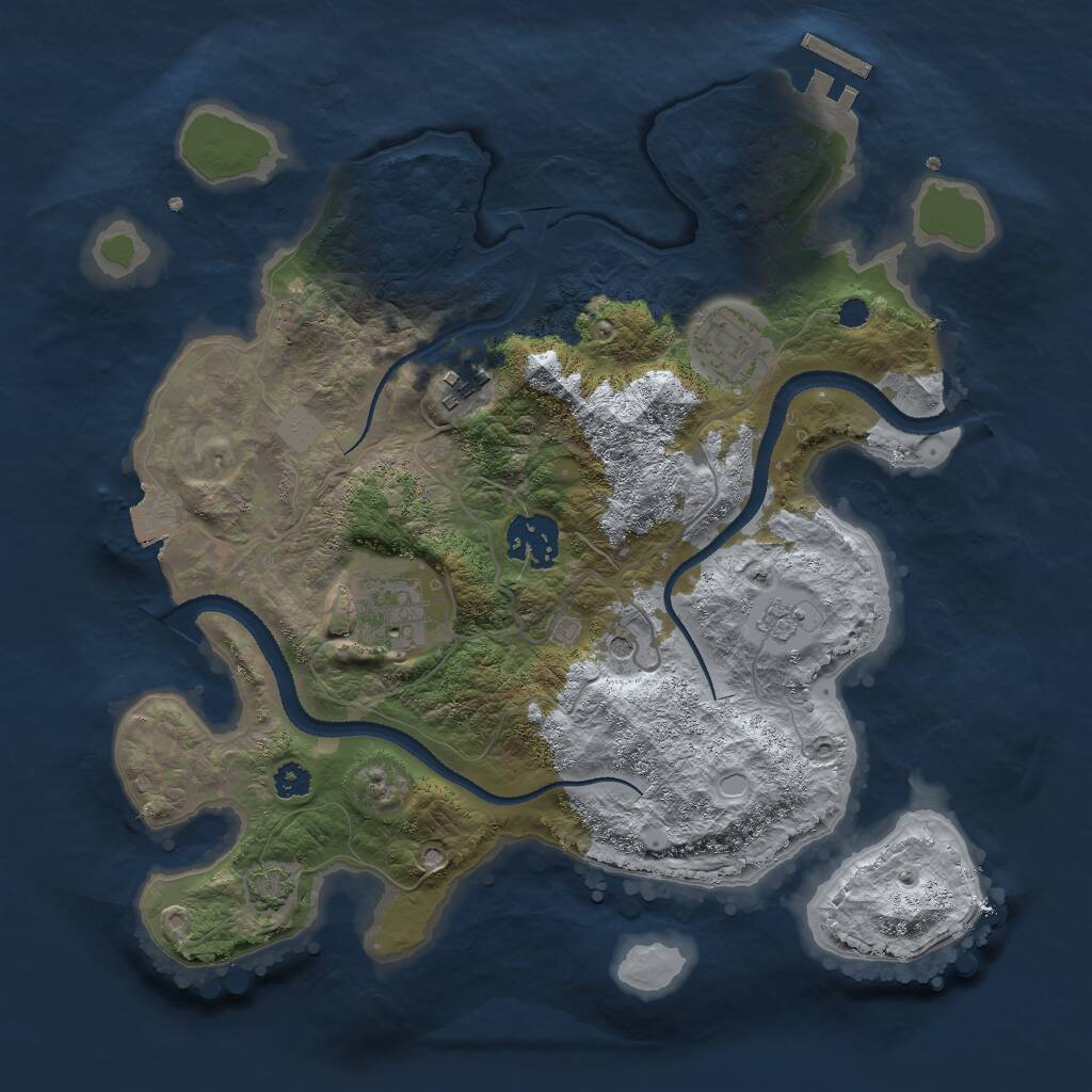 Rust Map: Procedural Map, Size: 3000, Seed: 377107704, 9 Monuments