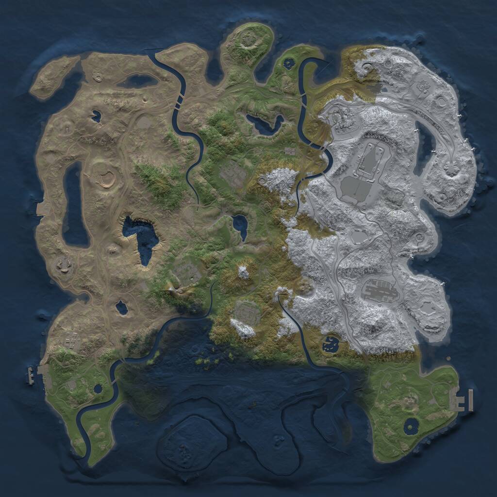 Rust Map: Procedural Map, Size: 4500, Seed: 711139951, 16 Monuments