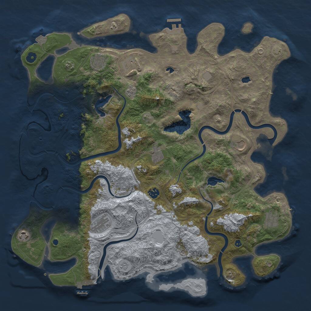 Rust Map: Procedural Map, Size: 4500, Seed: 250944790, 15 Monuments