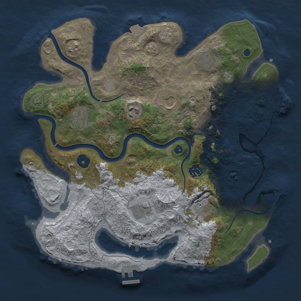 Rust Map: Procedural Map, Size: 3500, Seed: 849908969, 14 Monuments