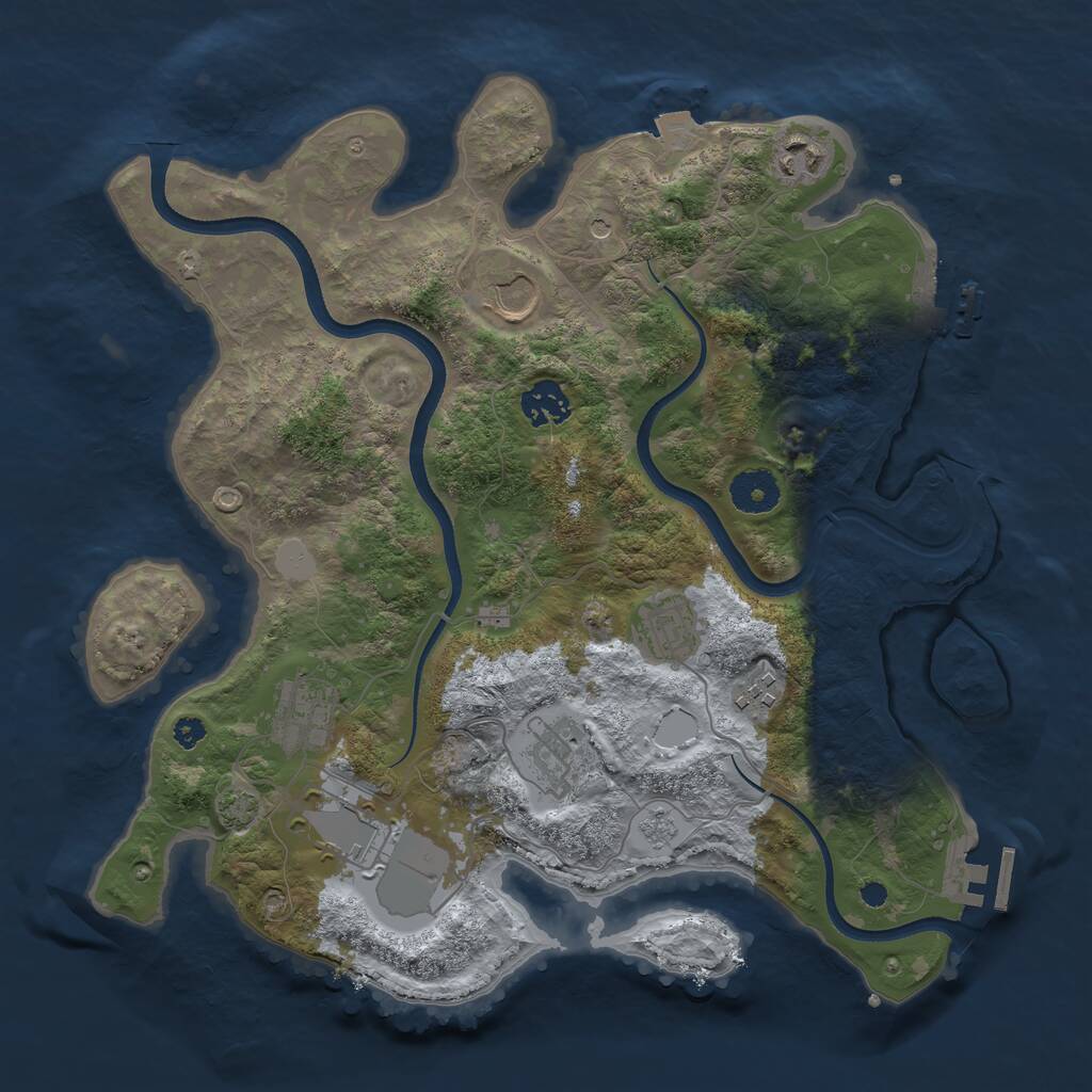 Rust Map: Procedural Map, Size: 3500, Seed: 485837724, 14 Monuments