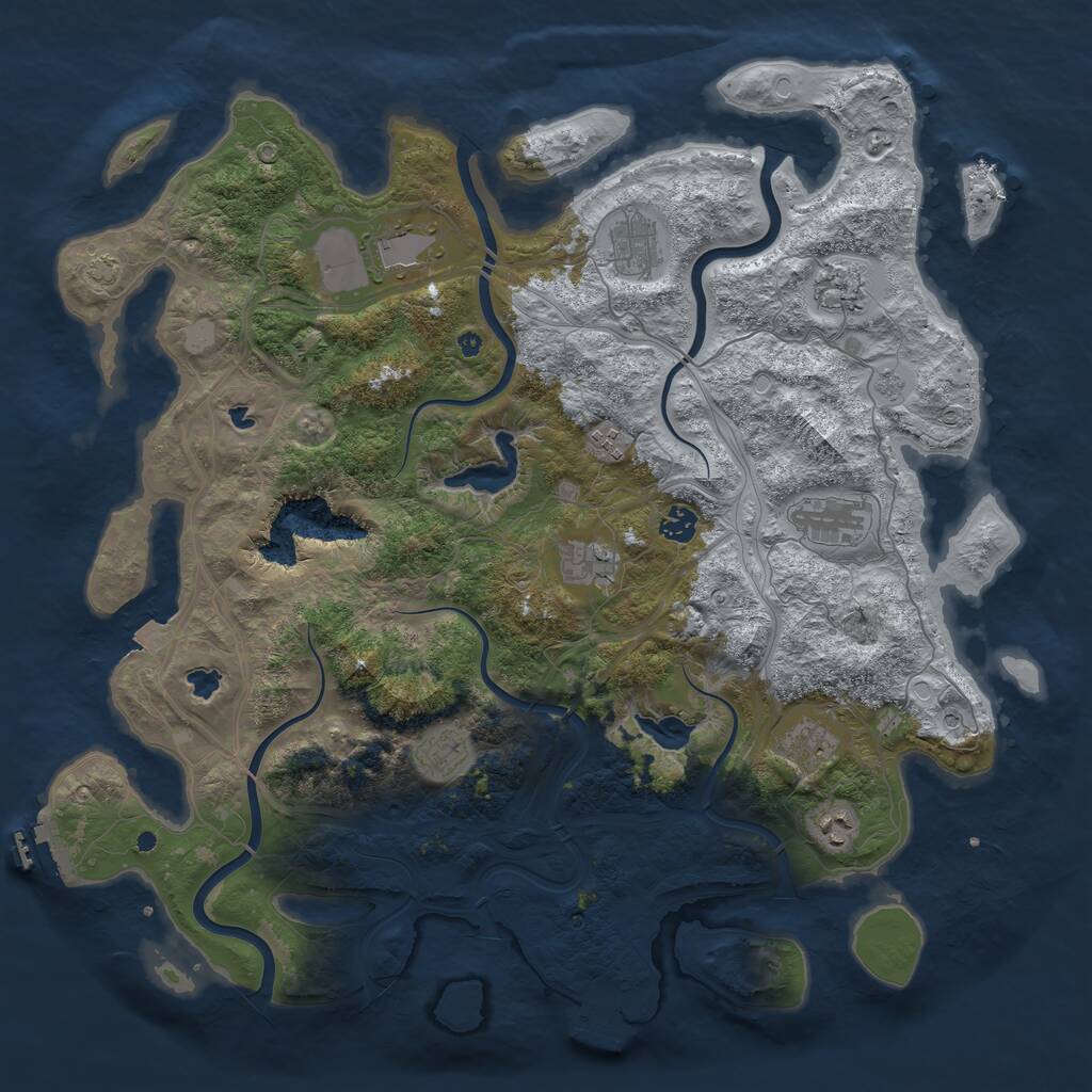 Rust Map: Procedural Map, Size: 4500, Seed: 2028904259, 16 Monuments