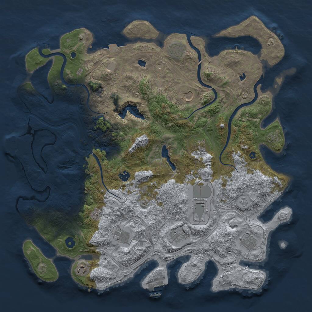 Rust Map: Procedural Map, Size: 4500, Seed: 882876021, 16 Monuments