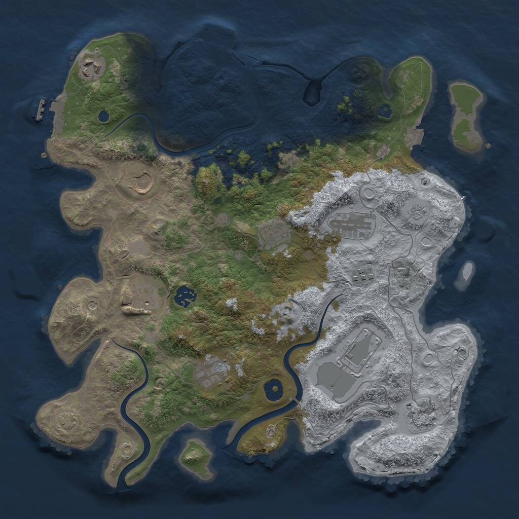 Rust Map: Procedural Map, Size: 3750, Seed: 1321362921, 16 Monuments