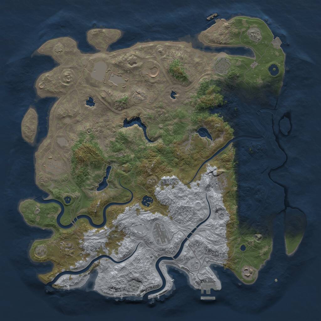 Rust Map: Procedural Map, Size: 4500, Seed: 1947231454, 16 Monuments