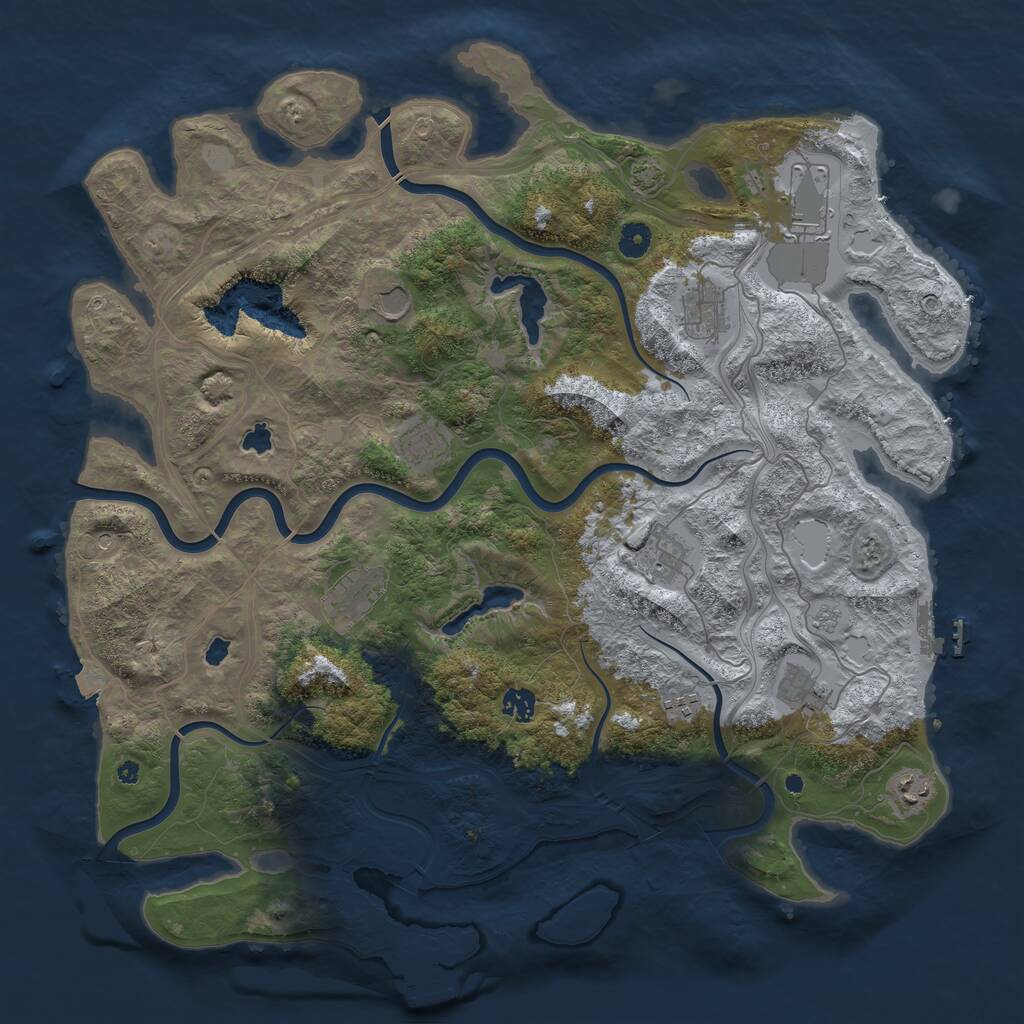 Rust Map: Procedural Map, Size: 4500, Seed: 1826250230, 16 Monuments