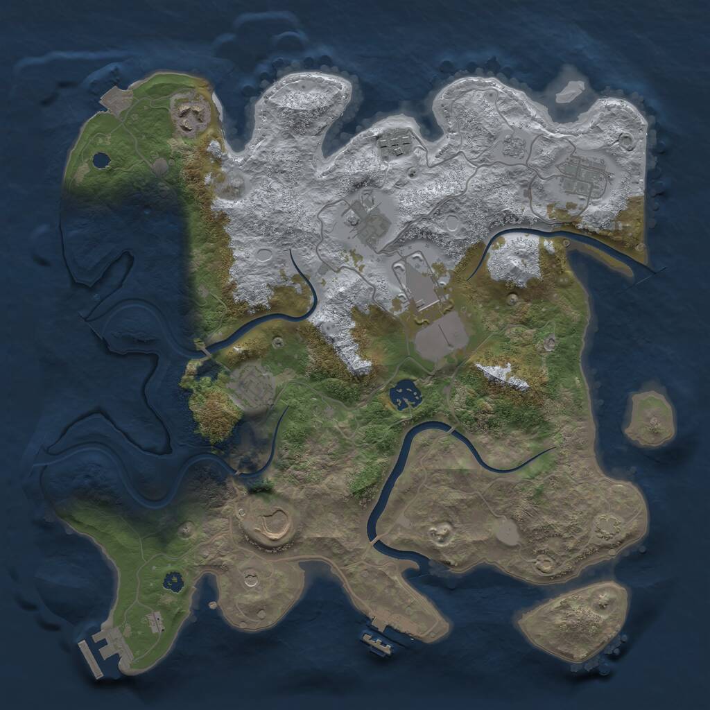 Rust Map: Procedural Map, Size: 3500, Seed: 37104343, 14 Monuments