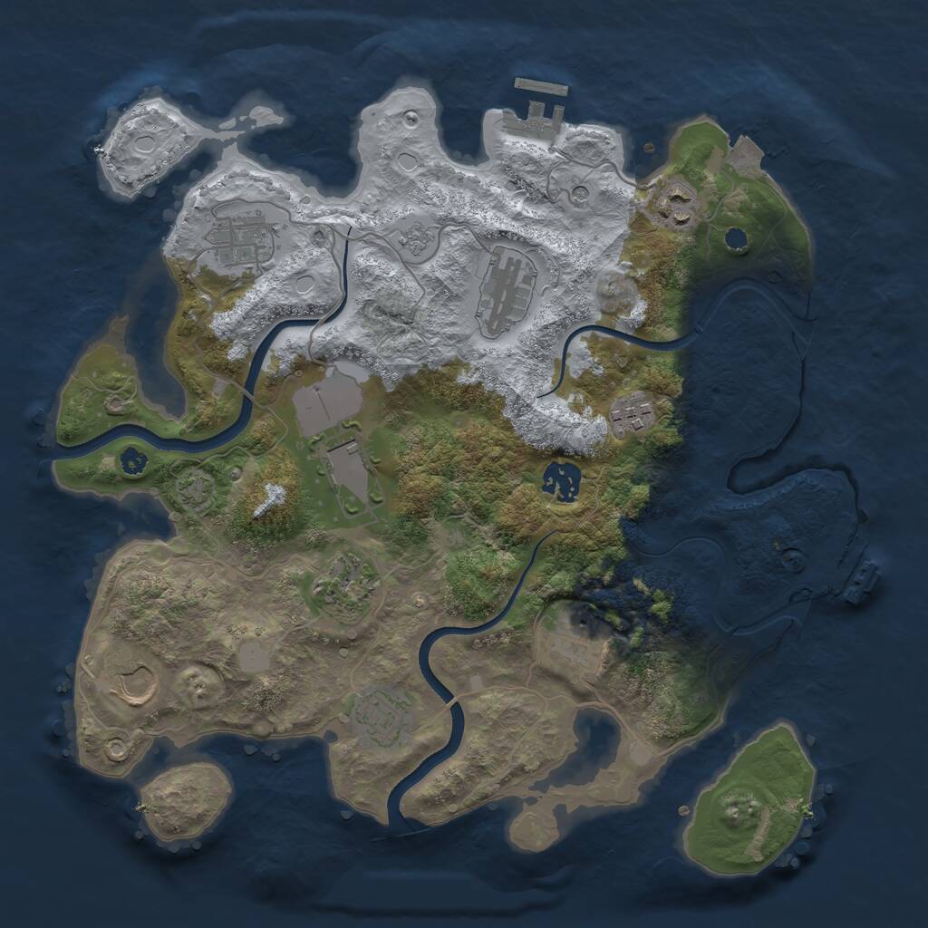 Rust Map: Procedural Map, Size: 3500, Seed: 393998440, 16 Monuments