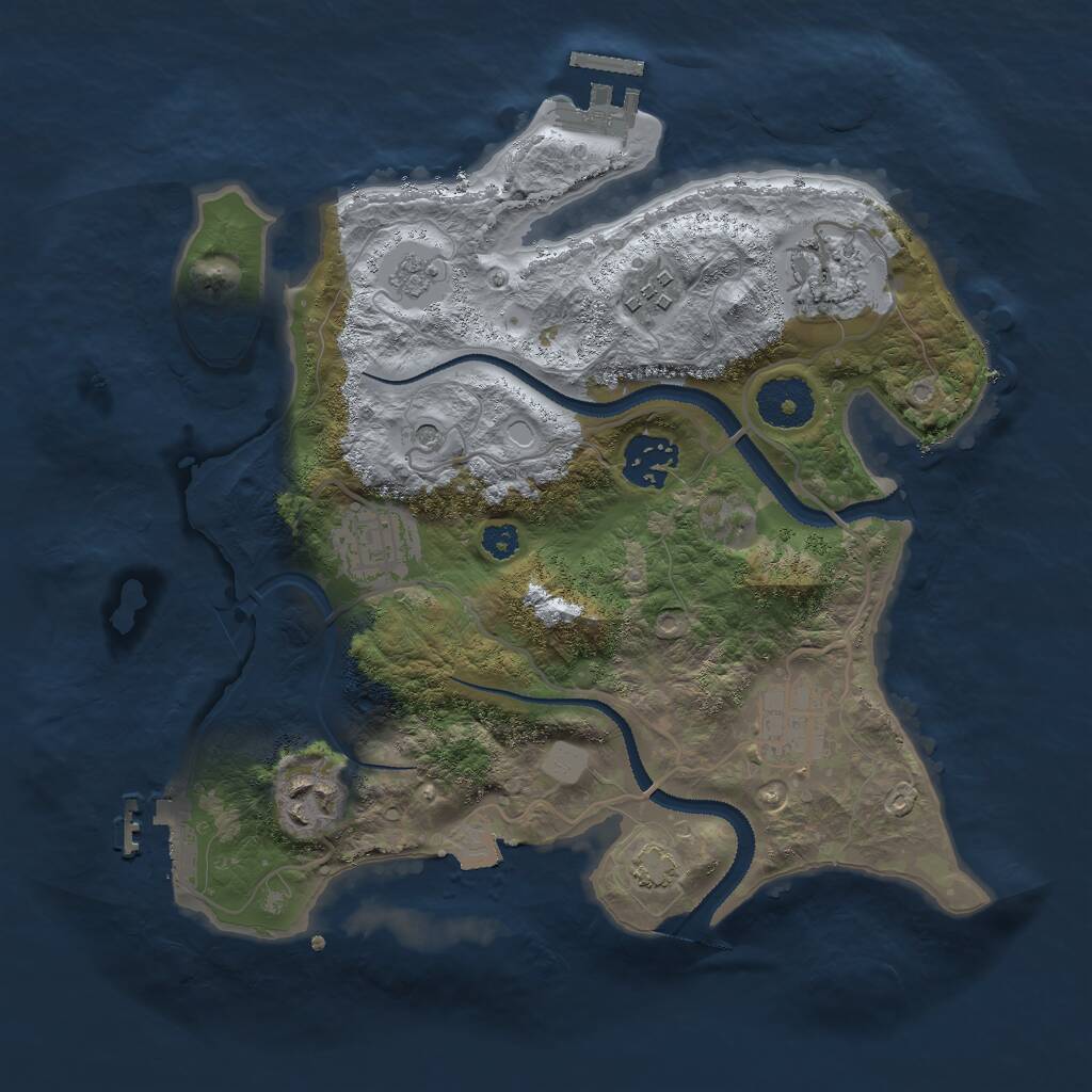 Rust Map: Procedural Map, Size: 3000, Seed: 1844688904, 12 Monuments
