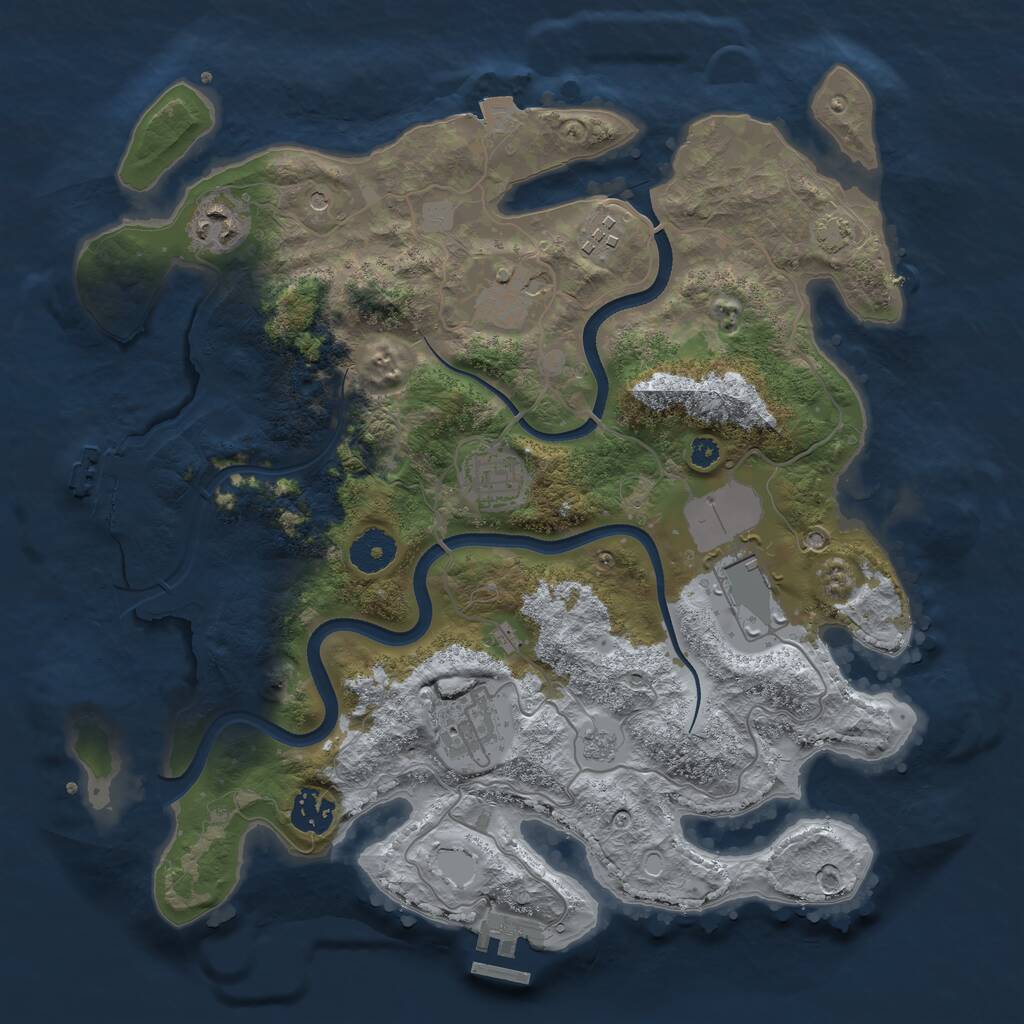 Rust Map: Procedural Map, Size: 3500, Seed: 1560994150, 13 Monuments