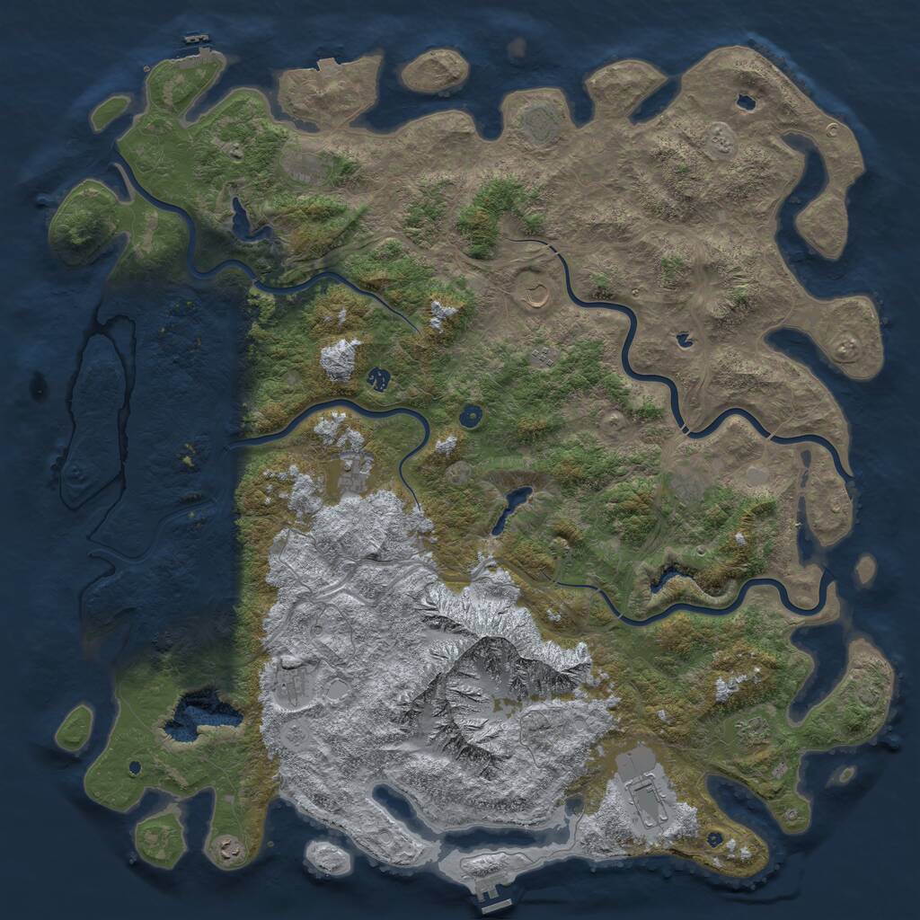 Rust Map: Procedural Map, Size: 6000, Seed: 866984350, 17 Monuments