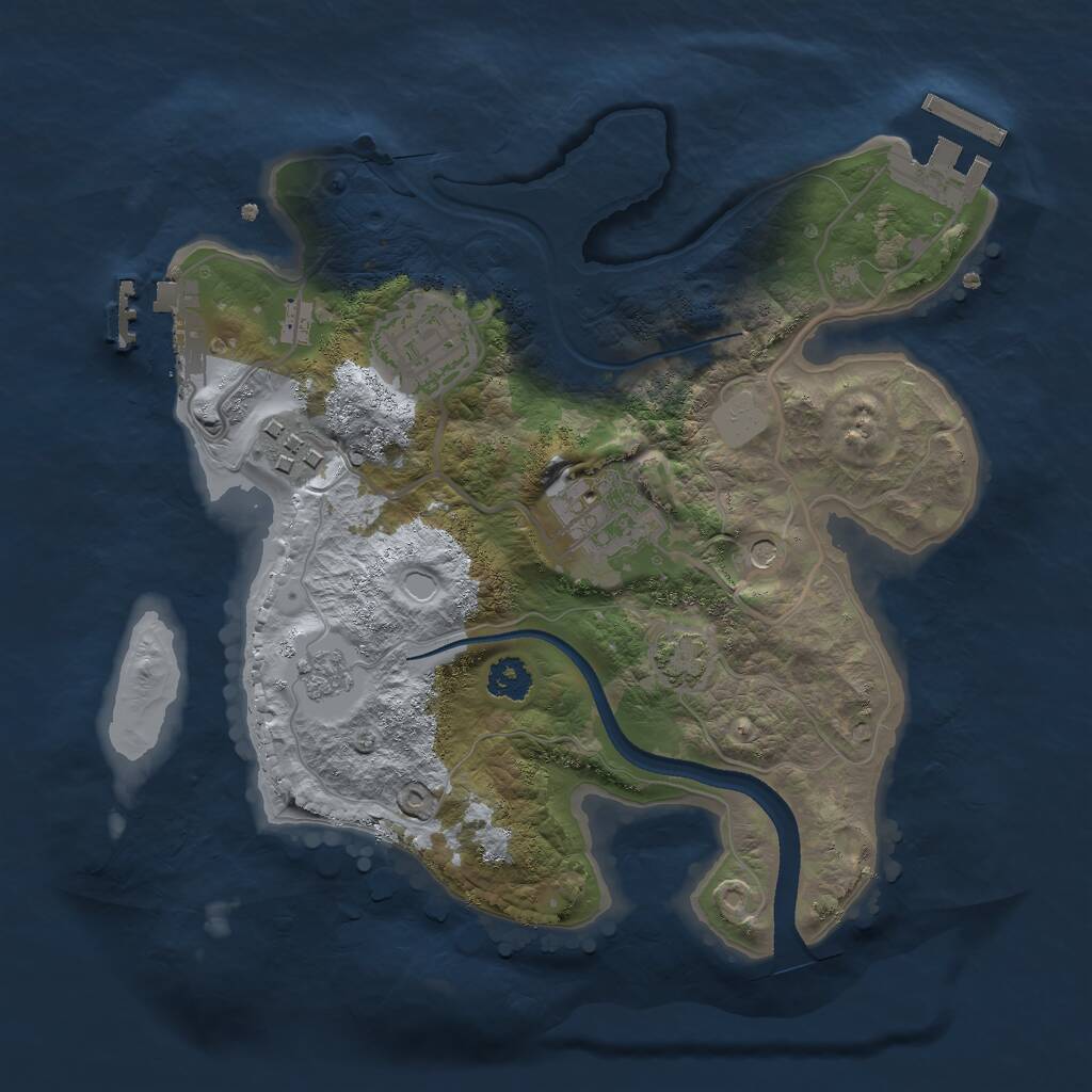 Rust Map: Procedural Map, Size: 2500, Seed: 13642, 9 Monuments