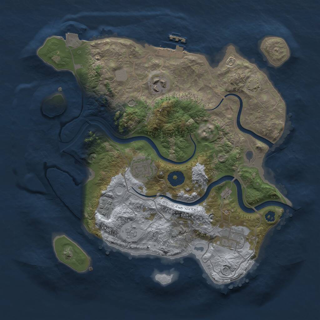 Rust Map: Procedural Map, Size: 3000, Seed: 23267, 9 Monuments