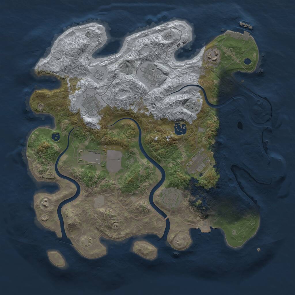 Rust Map: Procedural Map, Size: 3500, Seed: 604614957, 14 Monuments