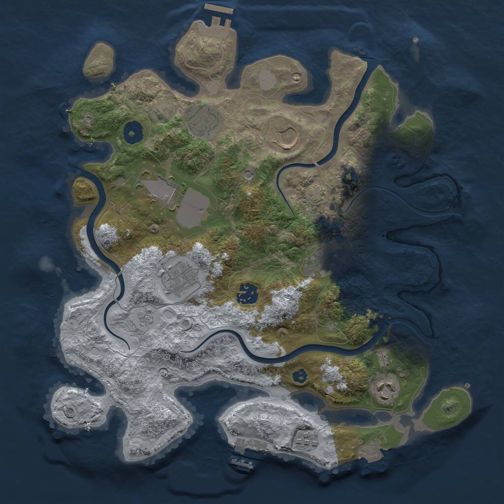 Rust Map: Procedural Map, Size: 3500, Seed: 2013632434, 14 Monuments