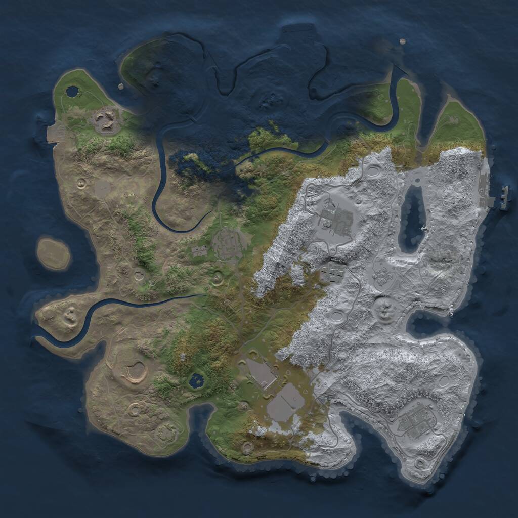 Rust Map: Procedural Map, Size: 3500, Seed: 1970991977, 13 Monuments