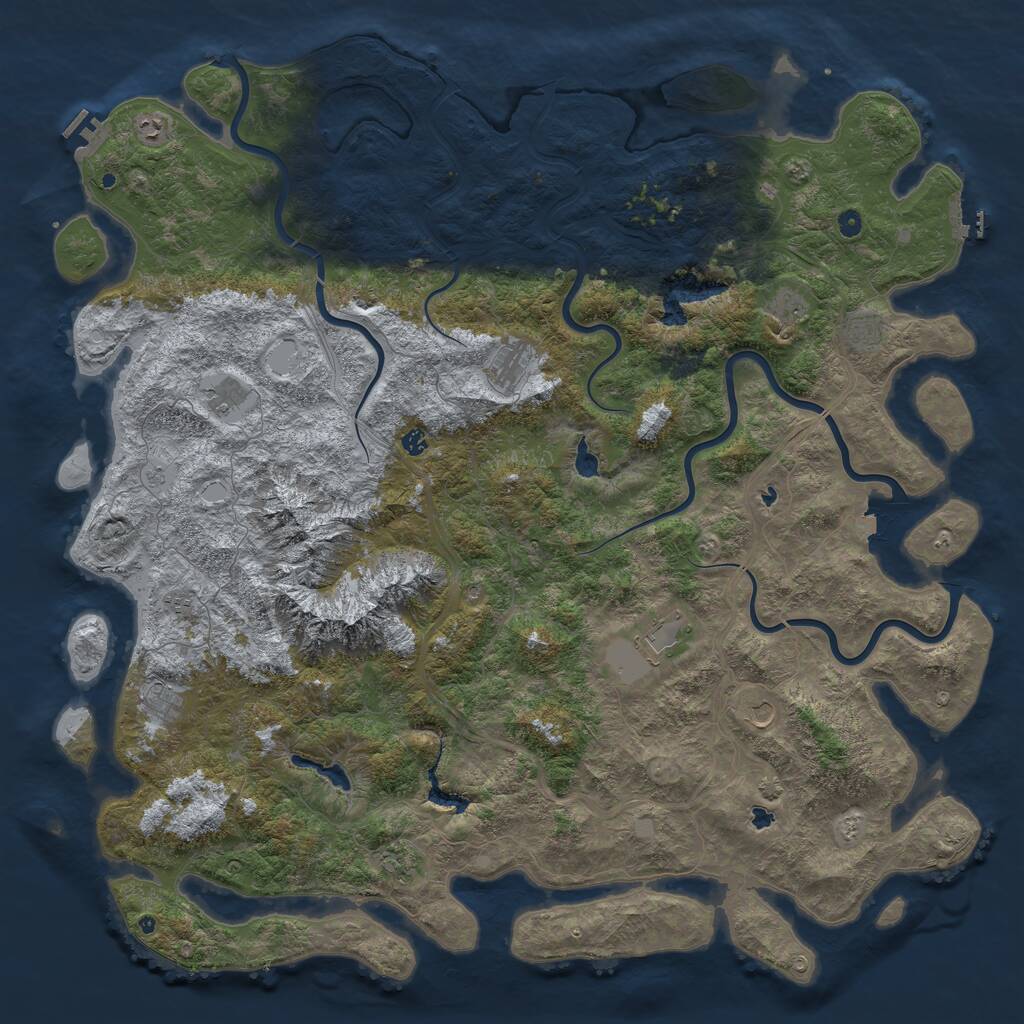 Rust Map: Procedural Map, Size: 6000, Seed: 839196838, 17 Monuments