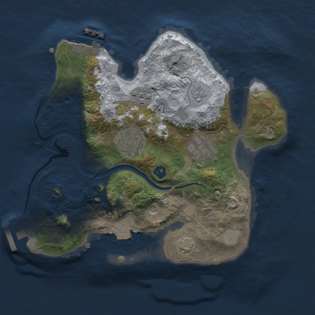 Rust Map: Procedural Map, Size: 2500, Seed: 2025802775, 9 Monuments