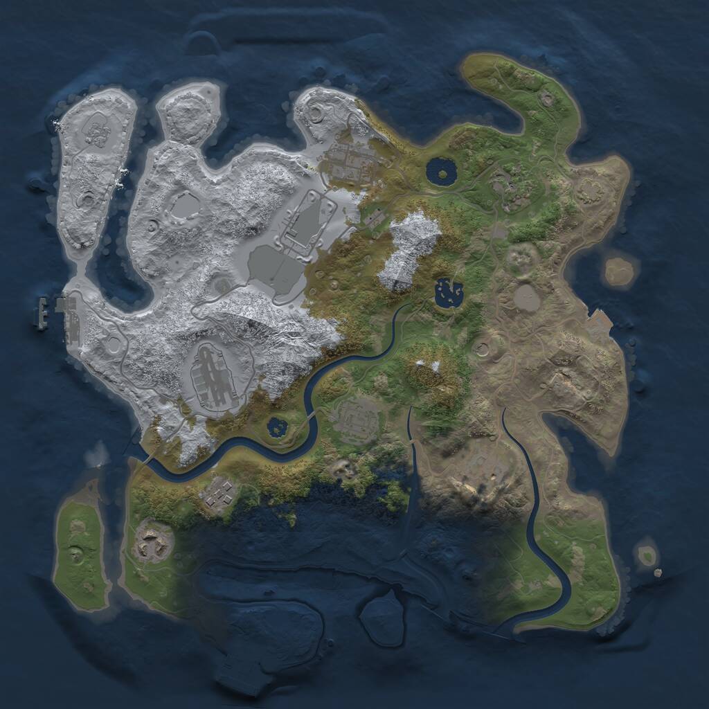 Rust Map: Procedural Map, Size: 3500, Seed: 328028695, 15 Monuments