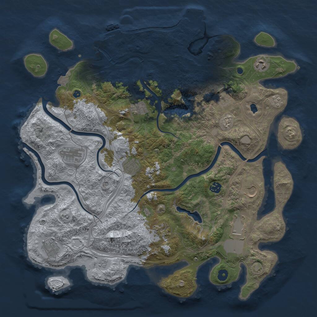 Rust Map: Procedural Map, Size: 4250, Seed: 2129747040, 17 Monuments