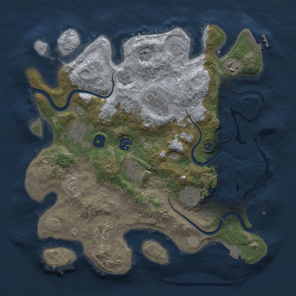 Rust Map: Procedural Map, Size: 3440, Seed: 1367502944, 13 Monuments