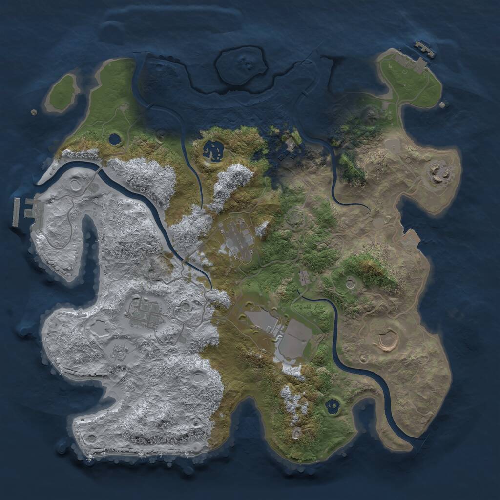 Rust Map: Procedural Map, Size: 3500, Seed: 829037940, 13 Monuments