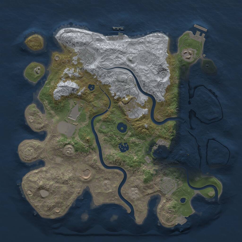 Rust Map: Procedural Map, Size: 3600, Seed: 1273047397, 15 Monuments