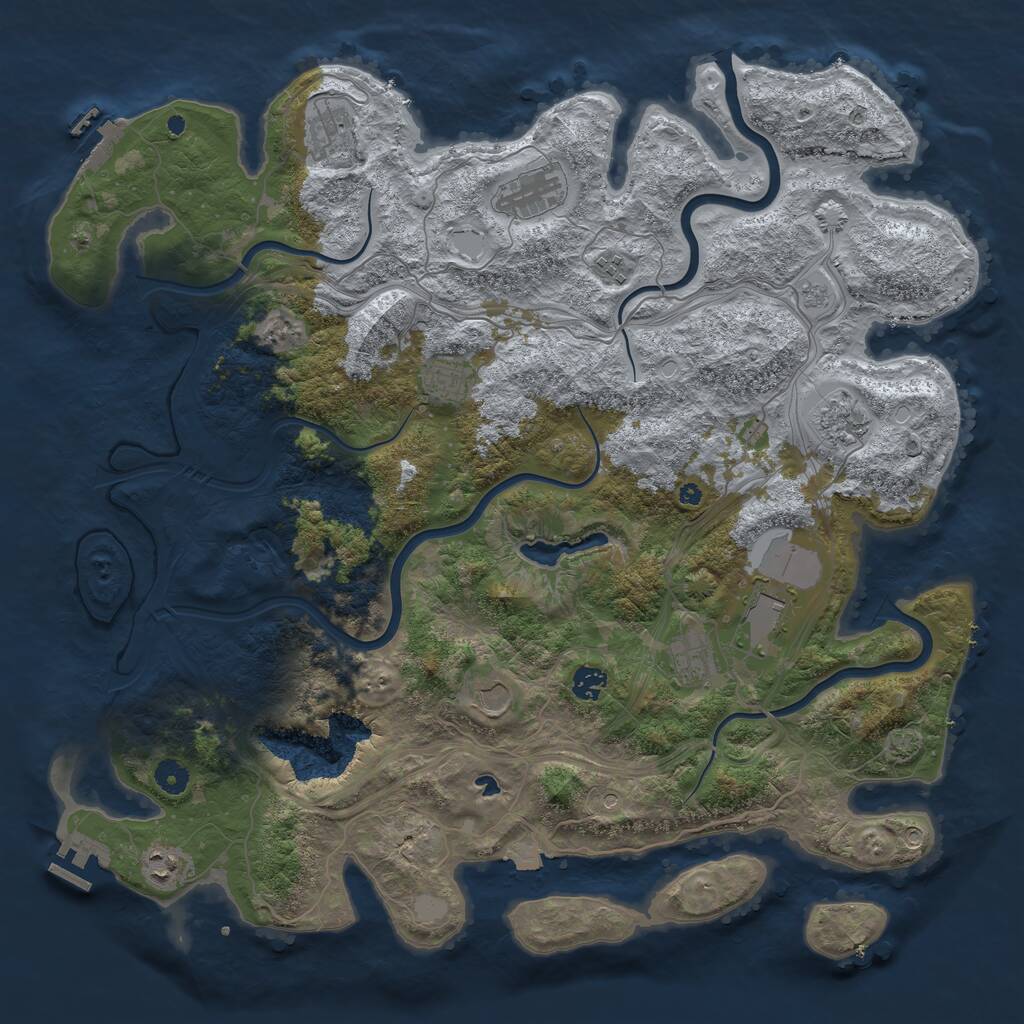 Rust Map: Procedural Map, Size: 4500, Seed: 2005855259, 16 Monuments