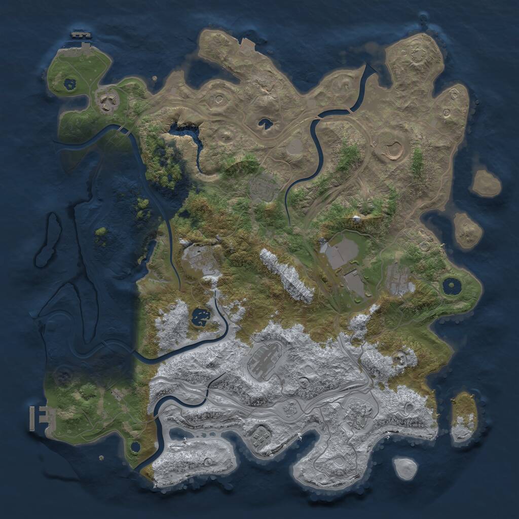 Rust Map: Procedural Map, Size: 4250, Seed: 48056990, 16 Monuments