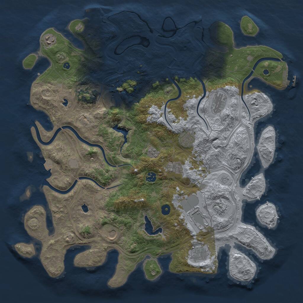 Rust Map: Procedural Map, Size: 4500, Seed: 1709344978, 17 Monuments