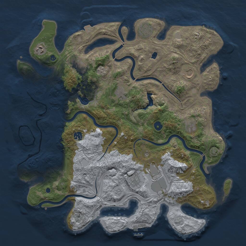 Rust Map: Procedural Map, Size: 4250, Seed: 2140776314, 16 Monuments
