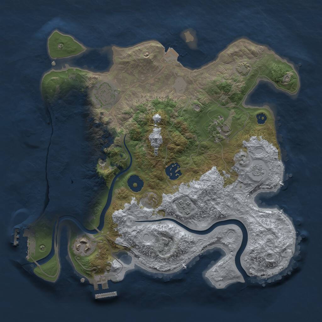 Rust Map: Procedural Map, Size: 3000, Seed: 1945307784, 11 Monuments