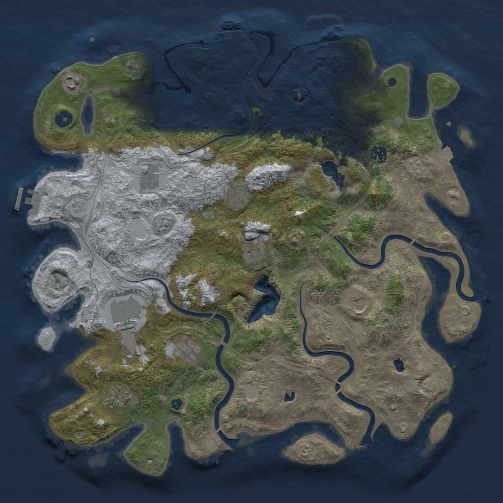 Rust Map: Procedural Map, Size: 4500, Seed: 257797418, 16 Monuments