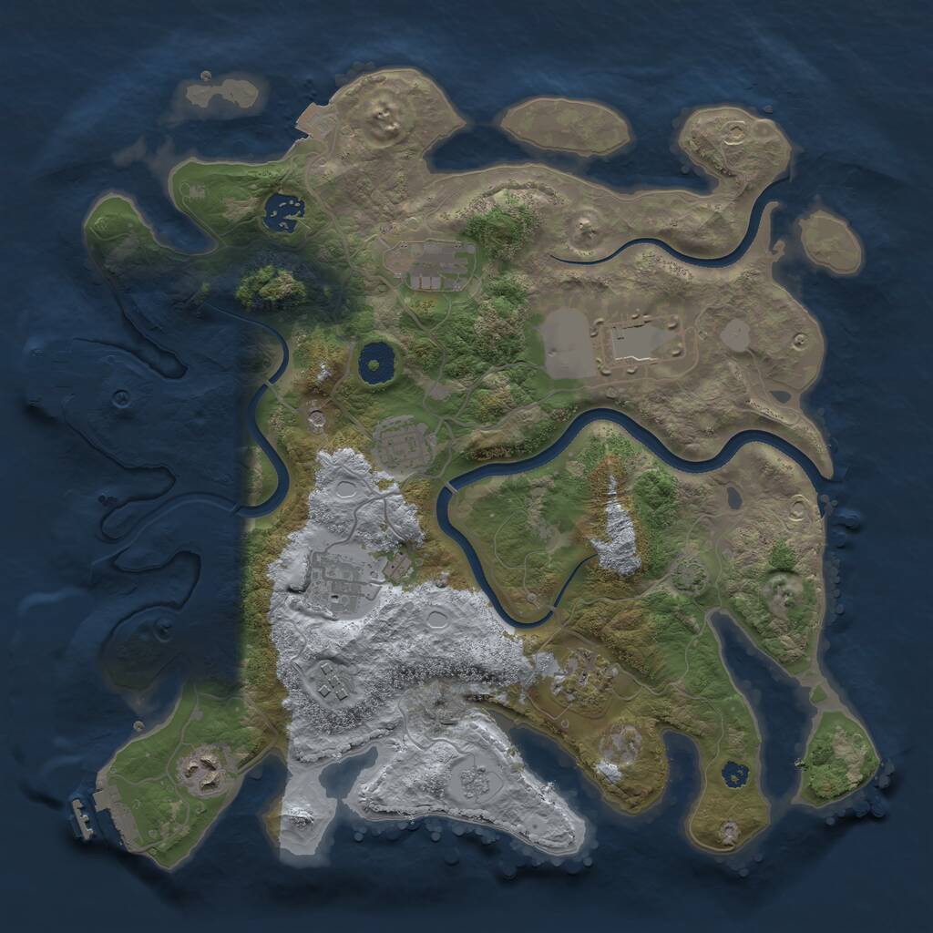 Rust Map: Procedural Map, Size: 3500, Seed: 347610821, 14 Monuments