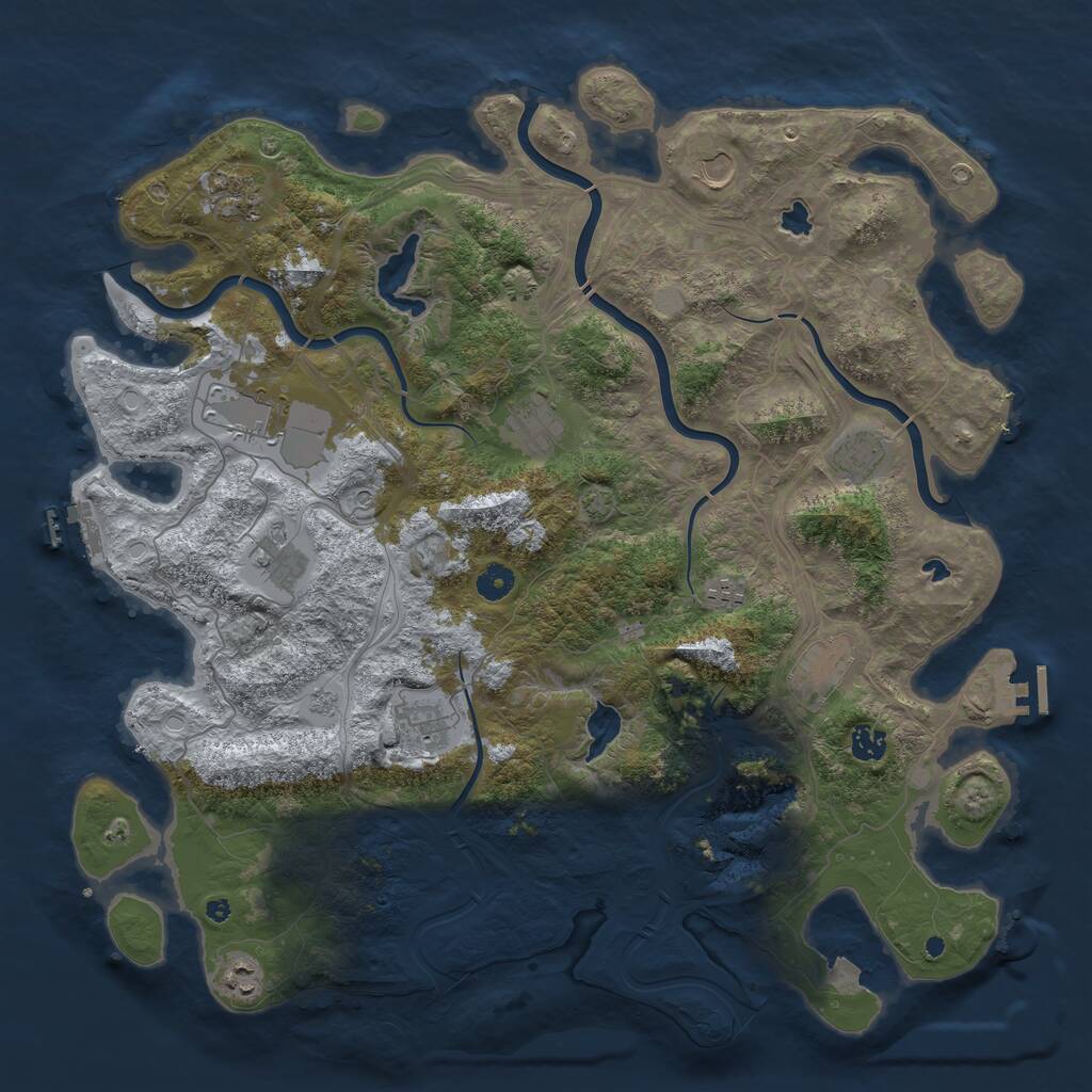 Rust Map: Procedural Map, Size: 4500, Seed: 154168576, 17 Monuments