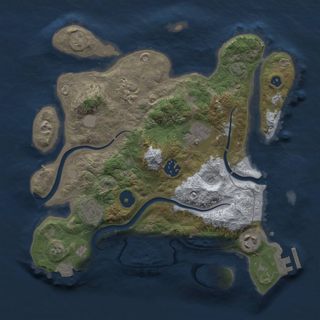 Rust Map: Procedural Map, Size: 3000, Seed: 1833445081, 9 Monuments