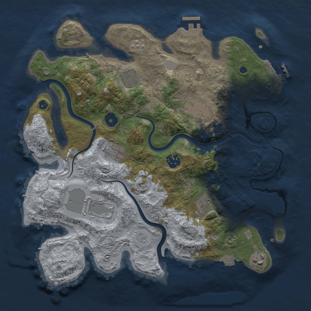 Rust Map: Procedural Map, Size: 3500, Seed: 987183078, 14 Monuments