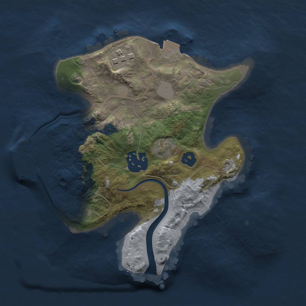 Rust Map: Procedural Map, Size: 2100, Seed: 30051, 4 Monuments