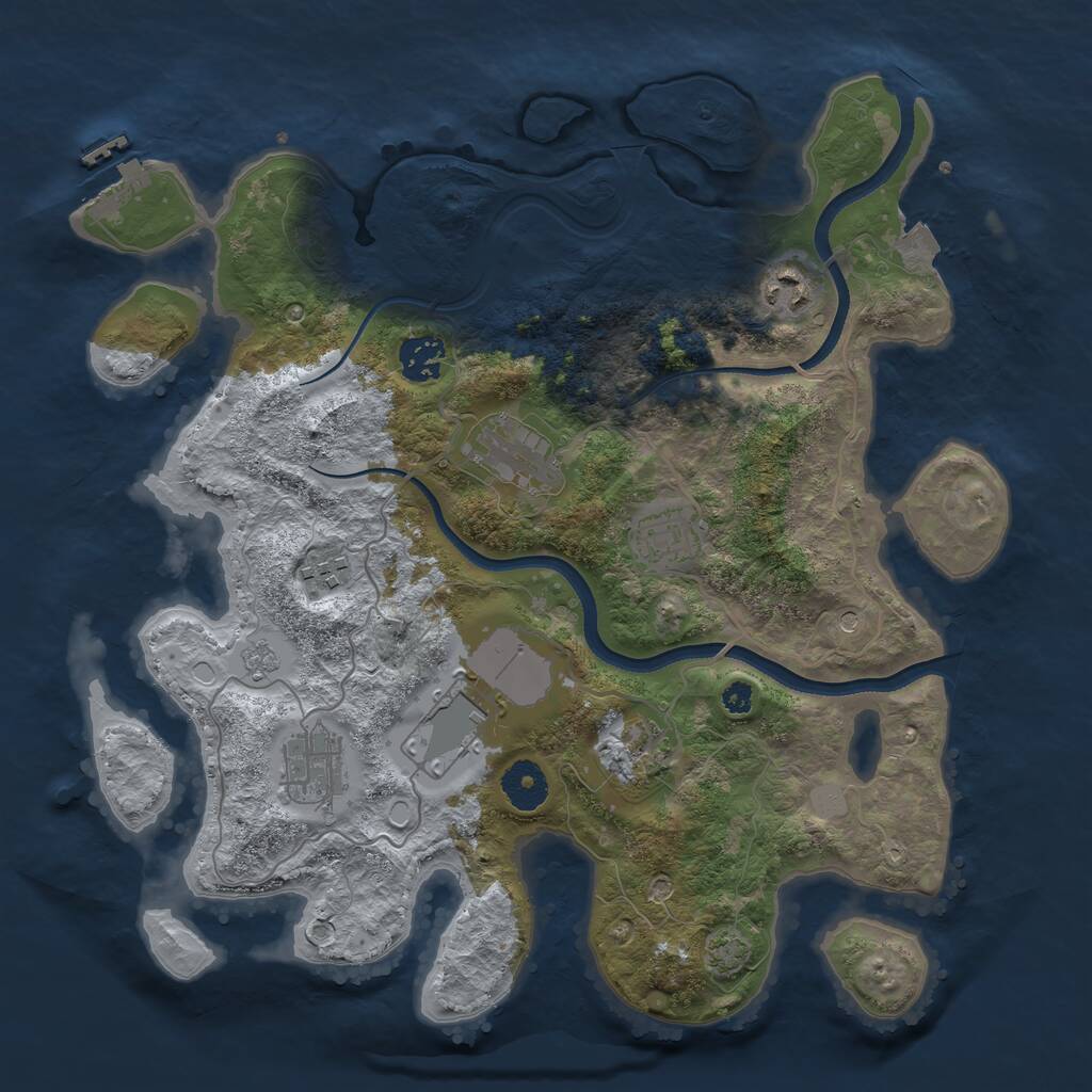 Rust Map: Procedural Map, Size: 3500, Seed: 885128334, 13 Monuments