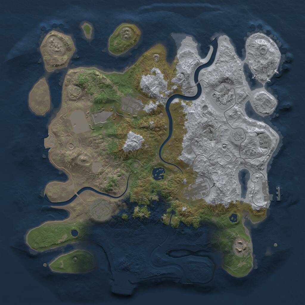 Rust Map: Procedural Map, Size: 3500, Seed: 321789, 14 Monuments