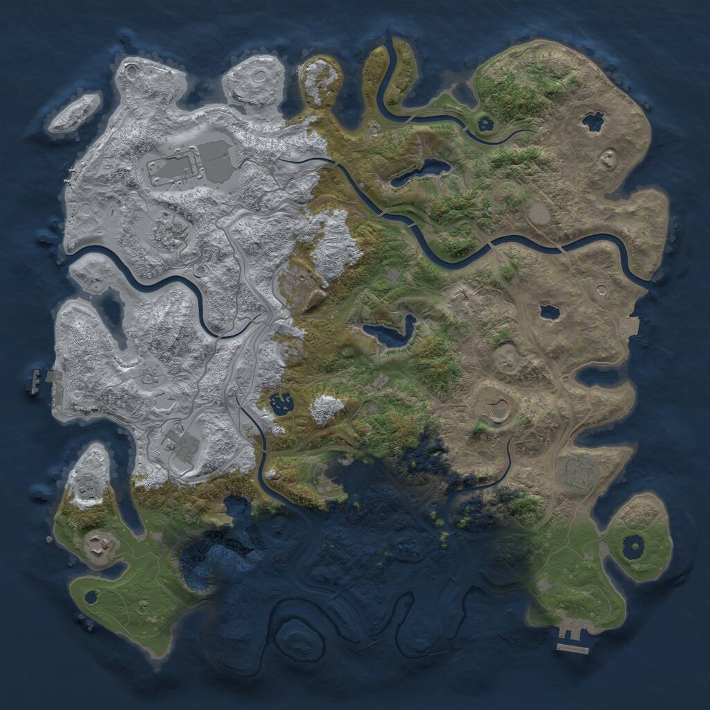 Rust Map: Procedural Map, Size: 4500, Seed: 680047163, 16 Monuments