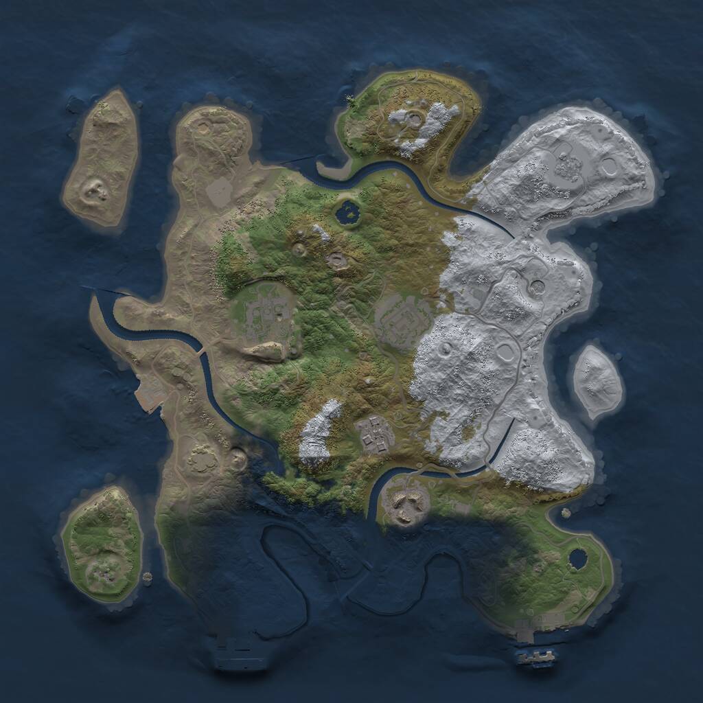 Rust Map: Procedural Map, Size: 3000, Seed: 810022829, 10 Monuments