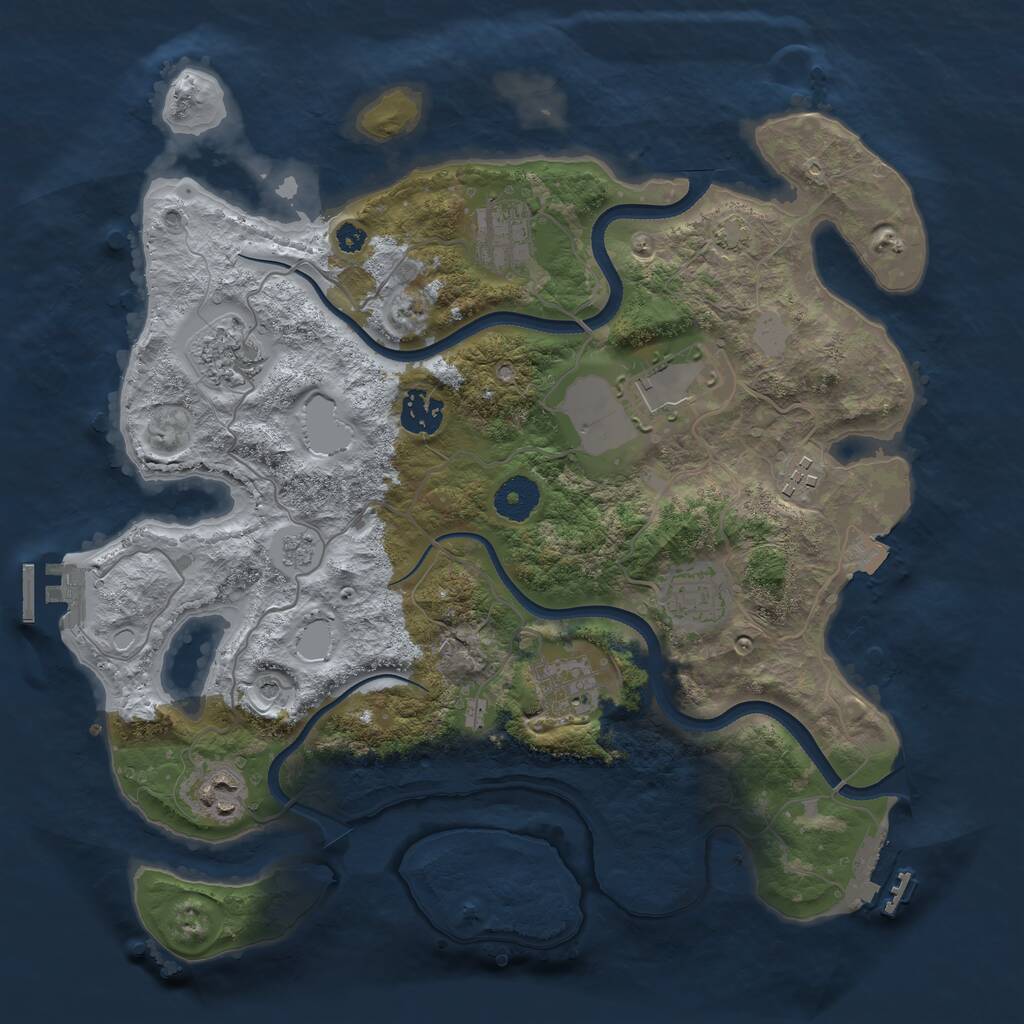 Rust Map: Procedural Map, Size: 3500, Seed: 23475, 14 Monuments