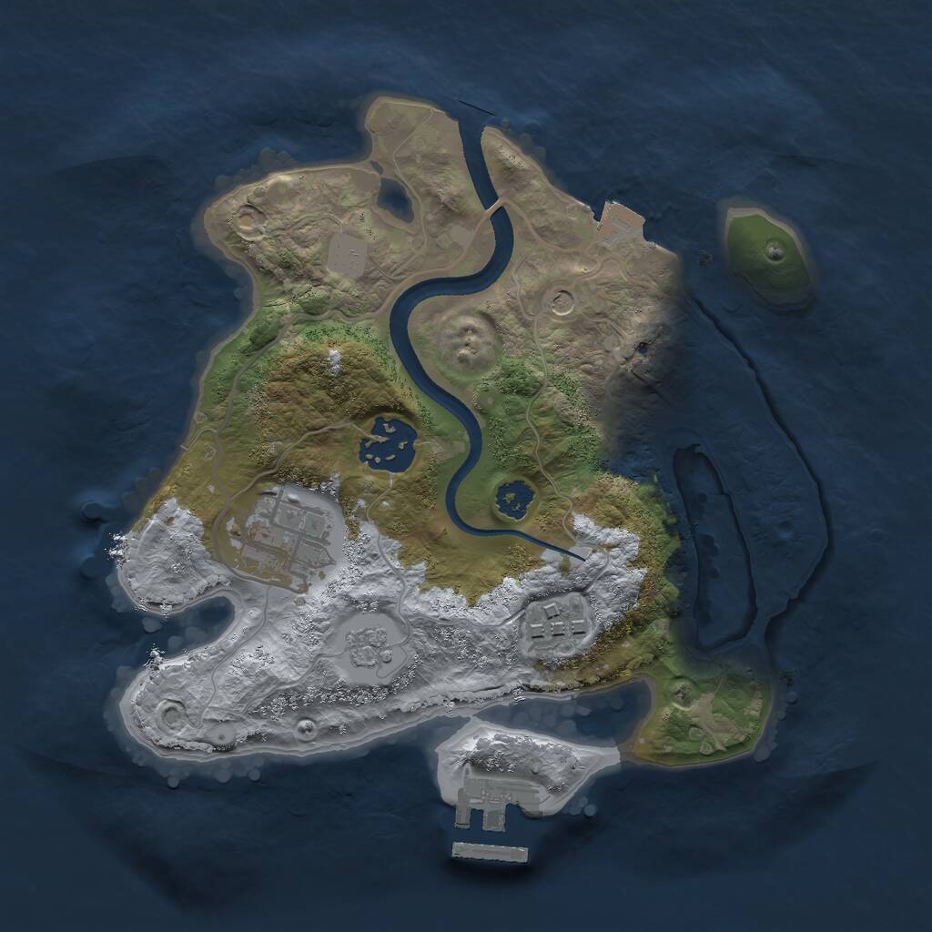 Rust Map: Procedural Map, Size: 2500, Seed: 762381903, 7 Monuments