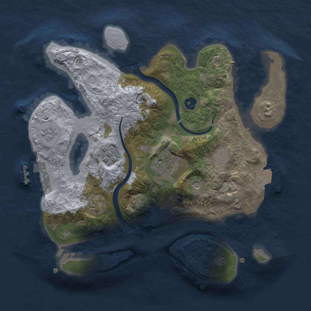 Rust Map: Procedural Map, Size: 2500, Seed: 287116443, 7 Monuments