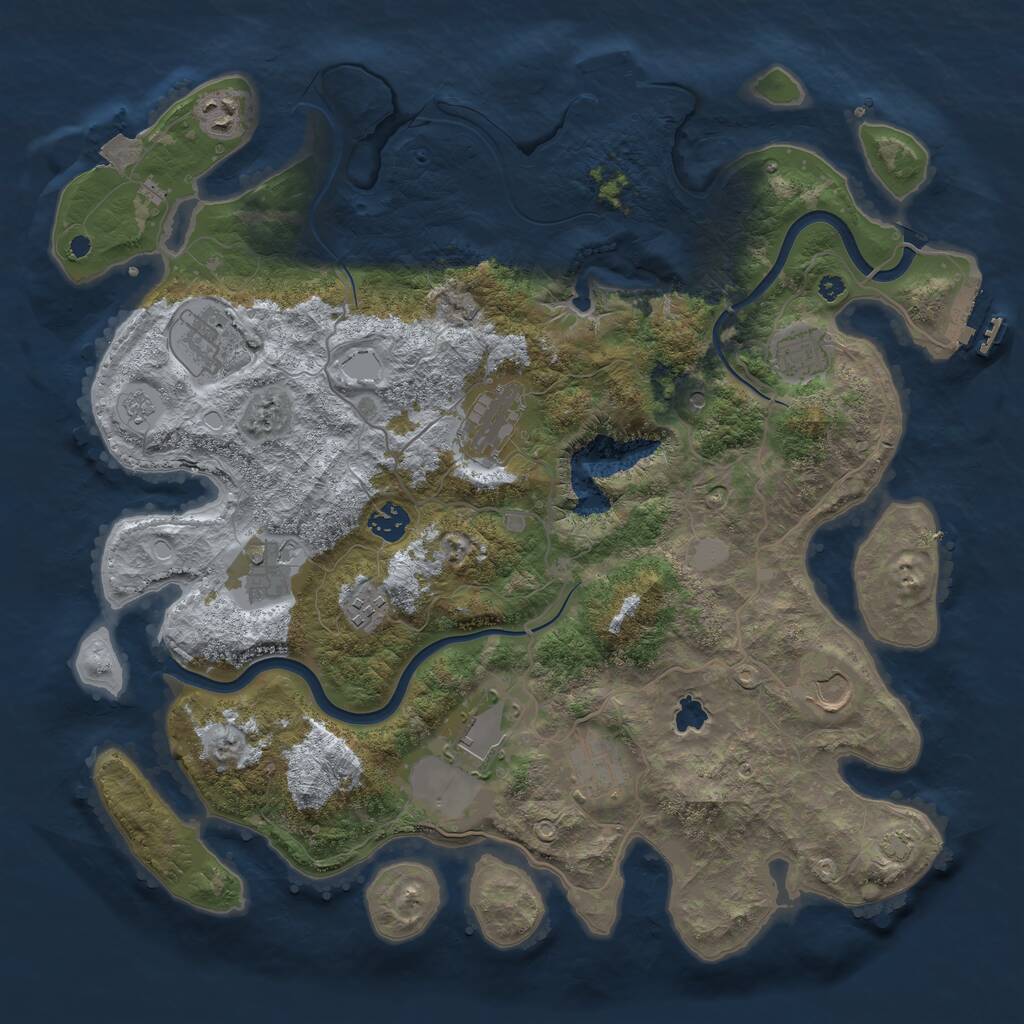 Rust Map: Procedural Map, Size: 4000, Seed: 464801173, 16 Monuments
