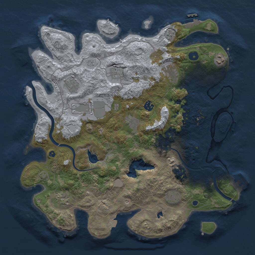 Rust Map: Procedural Map, Size: 4000, Seed: 1891267223, 16 Monuments